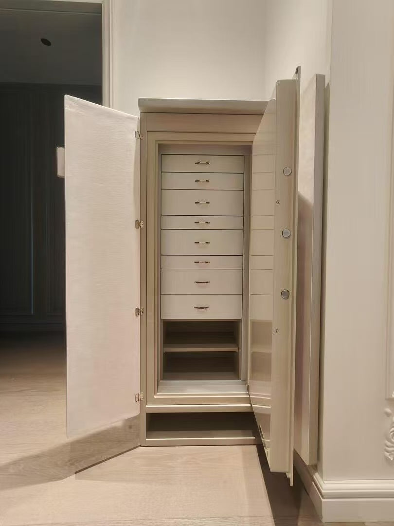 Luxury Italian Leather Jewelry Cabinet with Mirror and Password Lock
