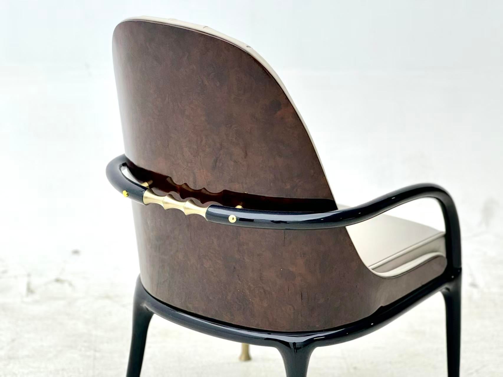 Luxury Italian Dining Chair with Leather & Stainless Steel Design