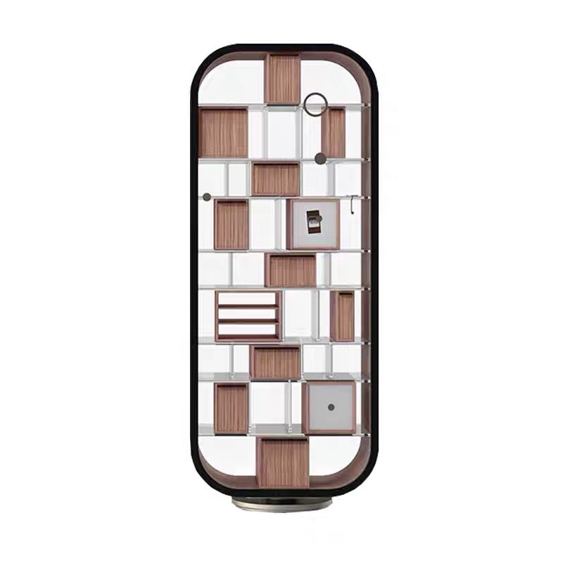 Luxury Italian Rotating Display Cabinet with Leather & Glass Design