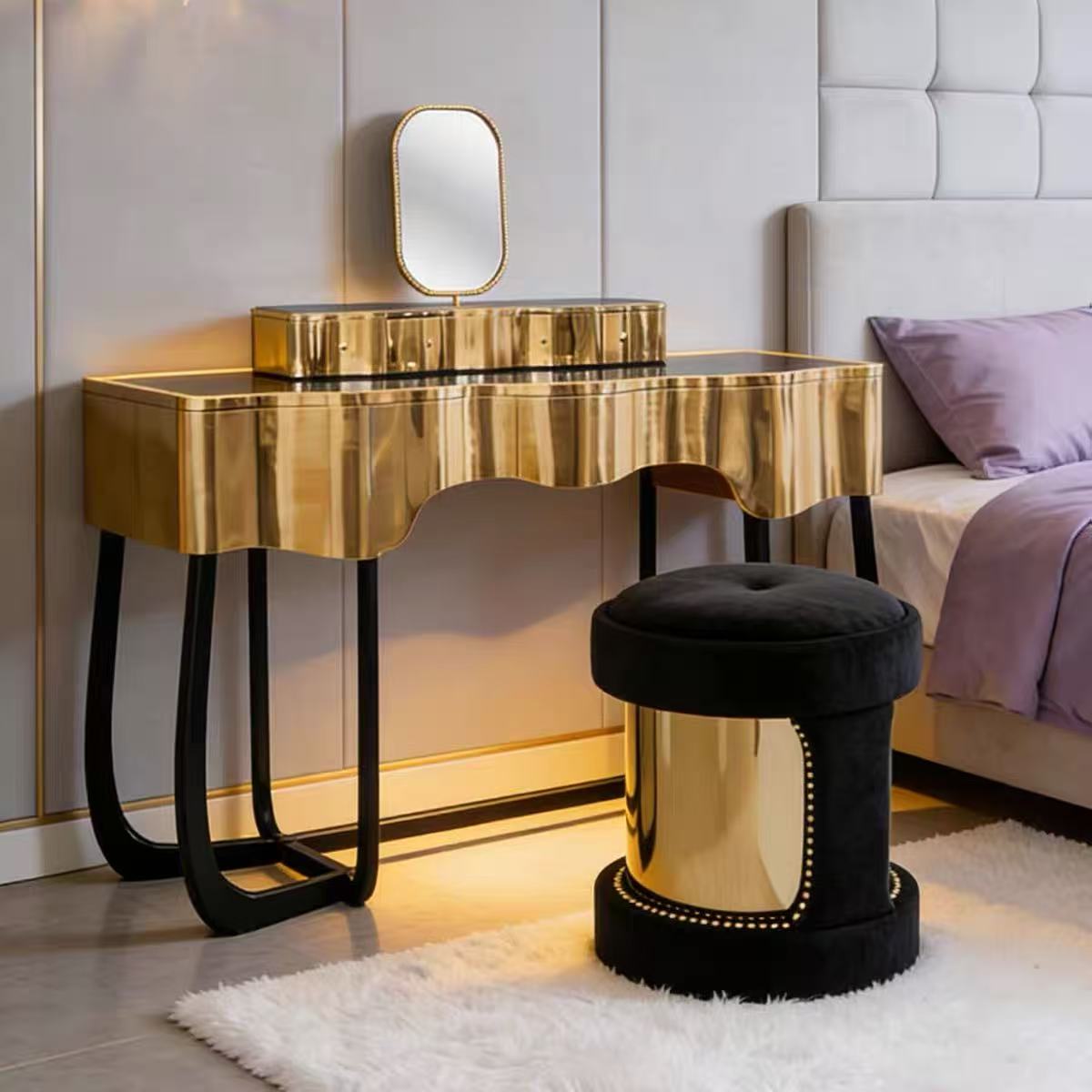 Luxury Italian Stainless Steel Vanity Table with Designer Design