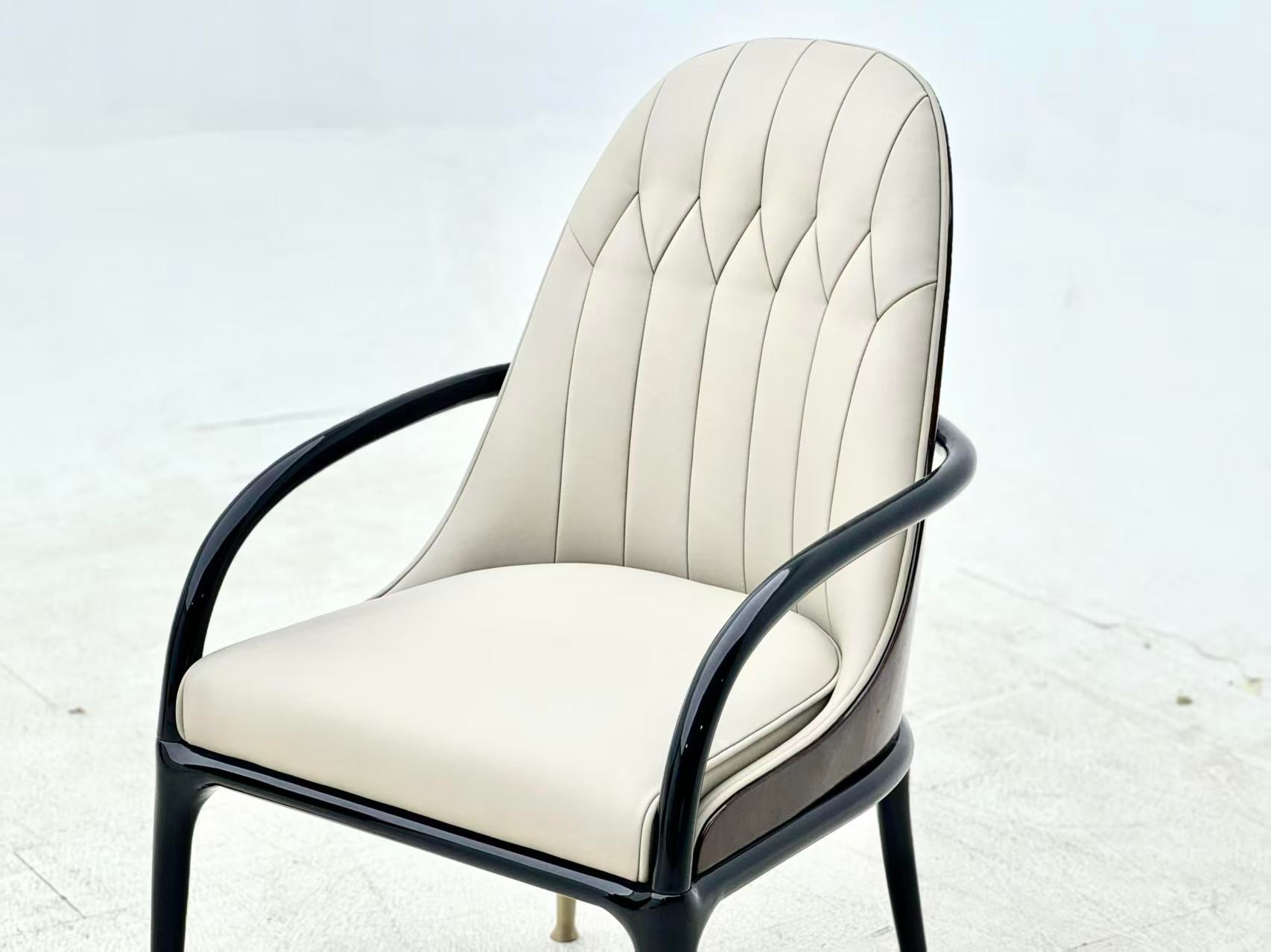 Luxury Italian Dining Chair with Leather & Stainless Steel Design