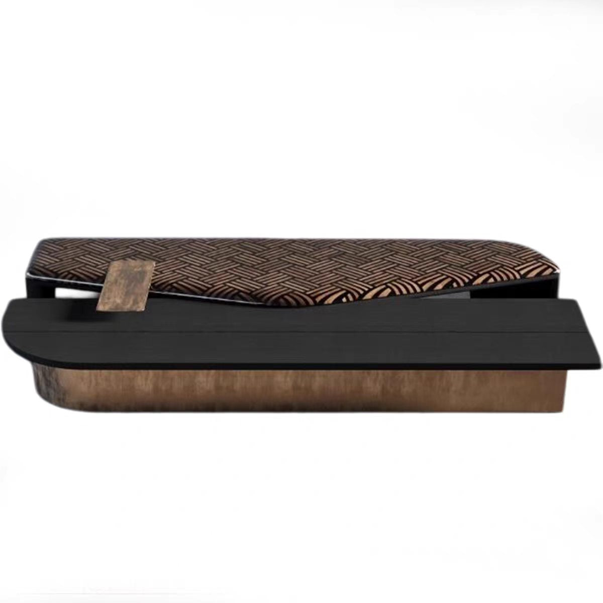 Luxury Modern Geometric Coffee Table with Wood & Stainless Steel Design