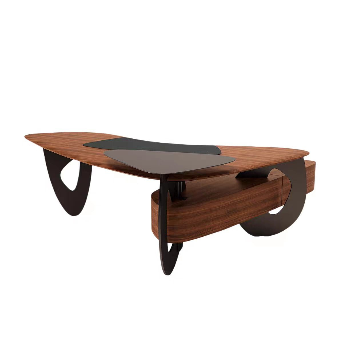 Luxury Italian Executive Corner Desk with Leather & Wood Design