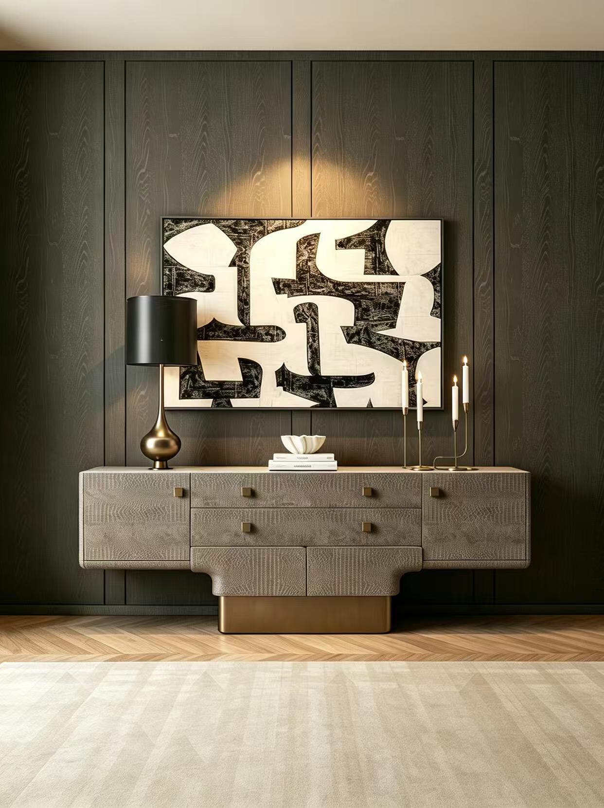 Luxury Italian Crocodile-Texture Sideboard