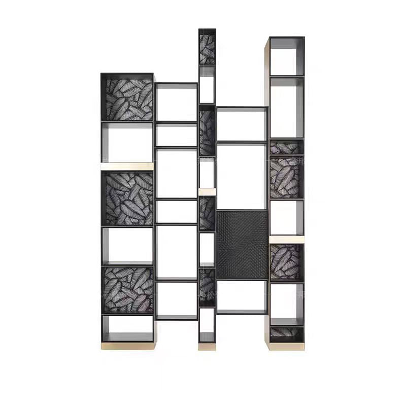 Luxury Italian Stainless Steel Bookshelf with Leather Details