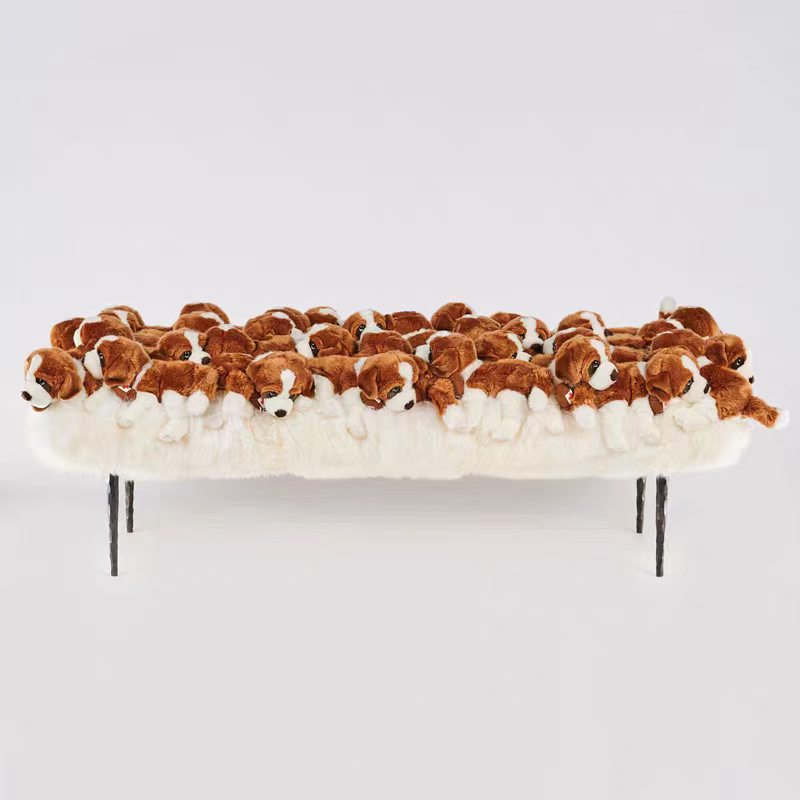 Luxury Italian Fur Accent Bench