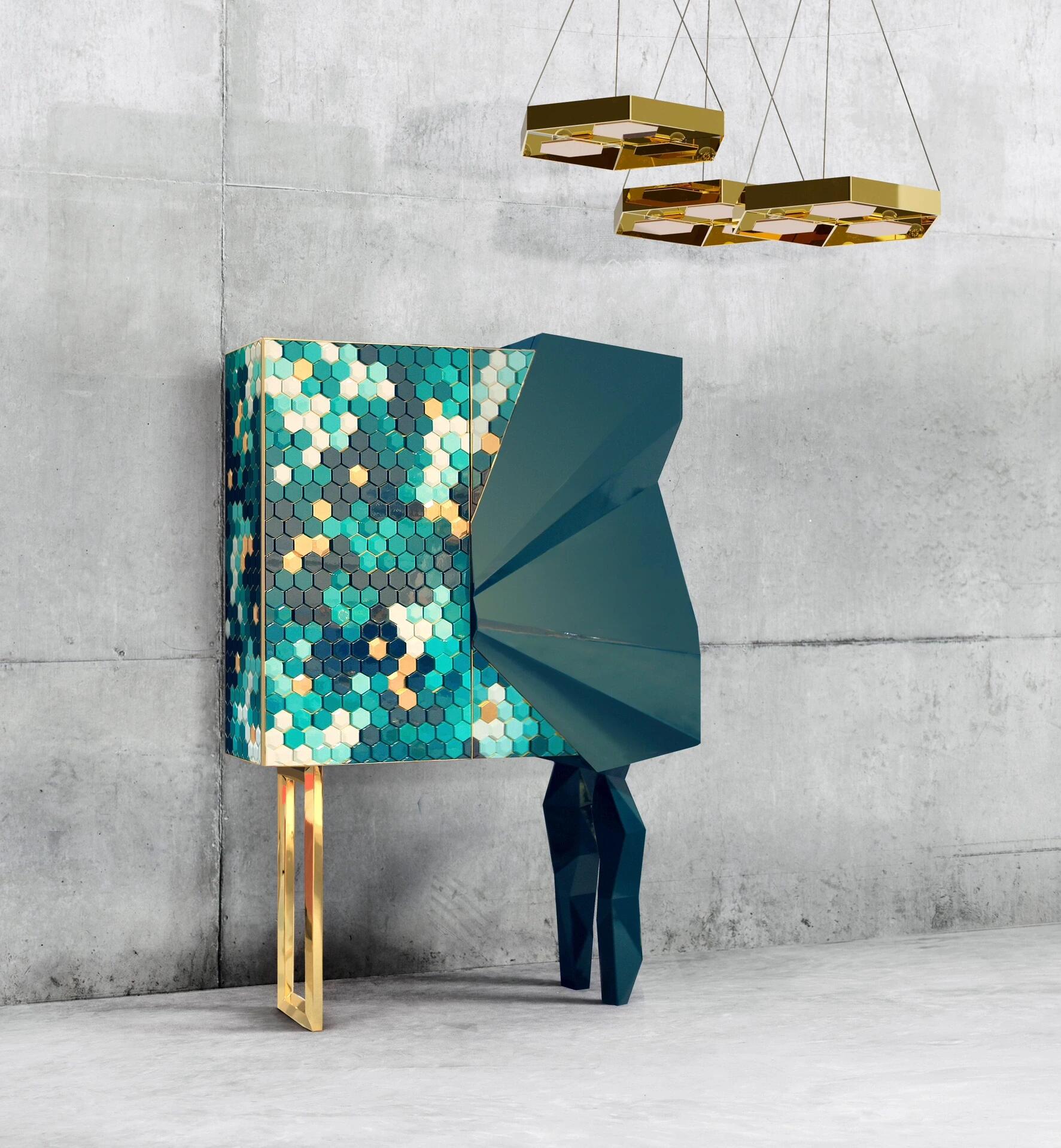 Luxury Italian Honeycomb Wine Cabinet Design