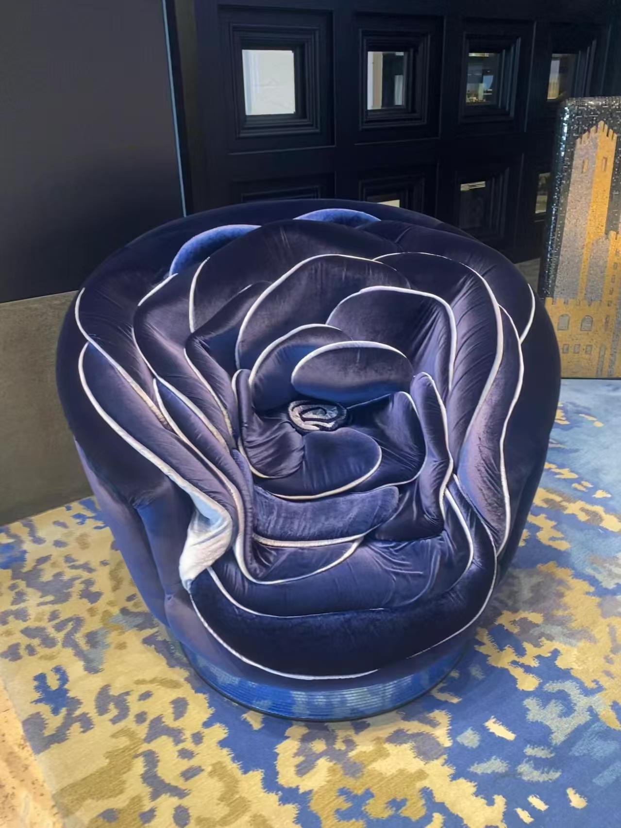 Luxury Designer Velvet Rose Petal Accent Lounge Chair