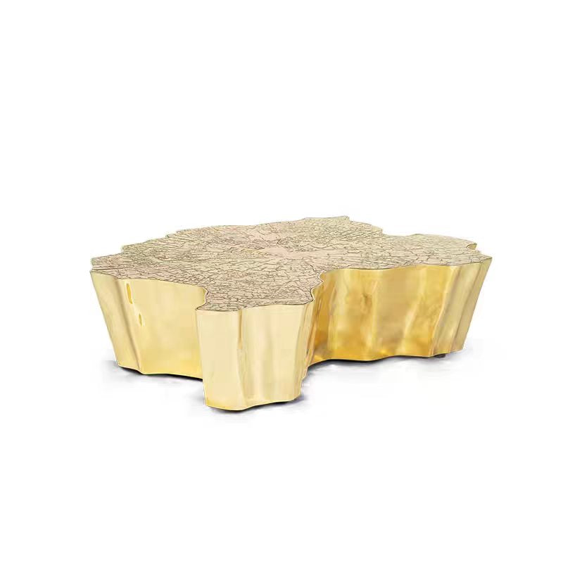 Luxury Italian Irregular Marble Coffee Table with Metal Root Design