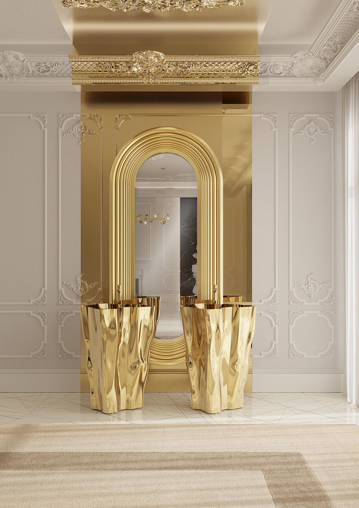 Luxury Italian Freestanding Stainless Steel Wash Basin