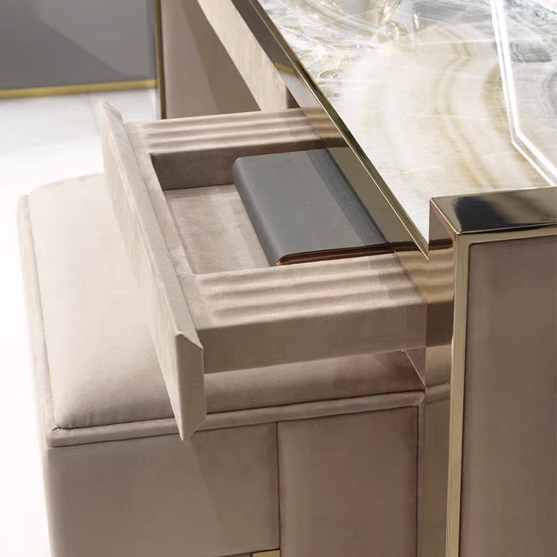 Luxury Modern Dressing Table with Leather & Stainless Steel Design