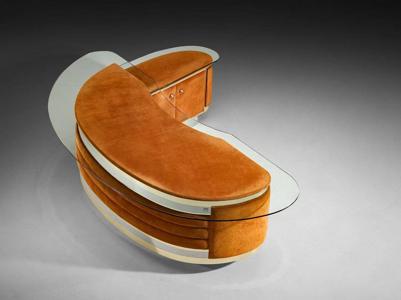 Luxury Modern Corner Executive Desk with Glass & Leather Design