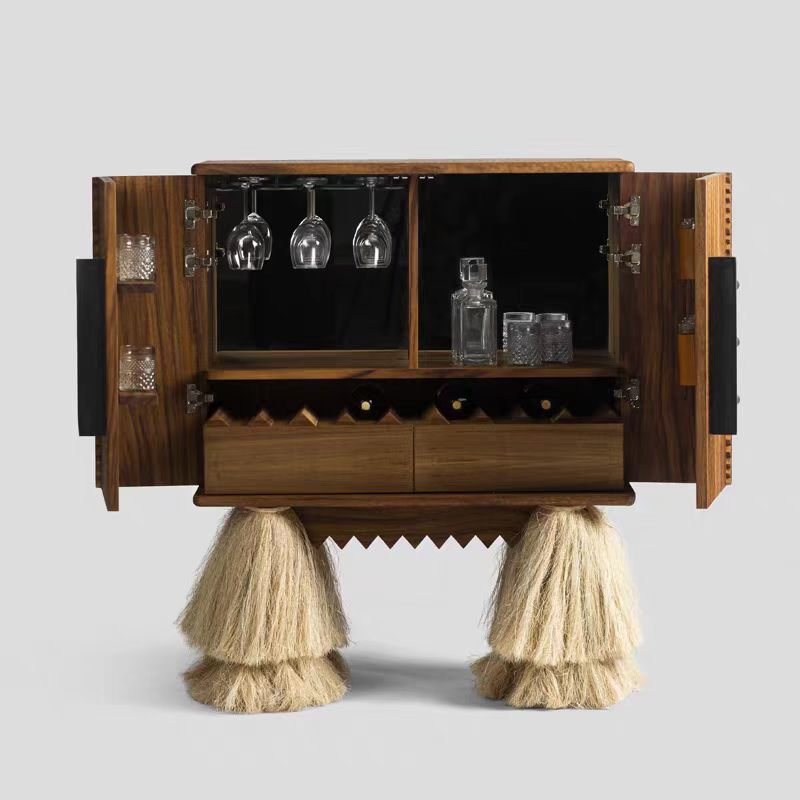 Luxury Retro Wine Cabinet with Solid Wood Design