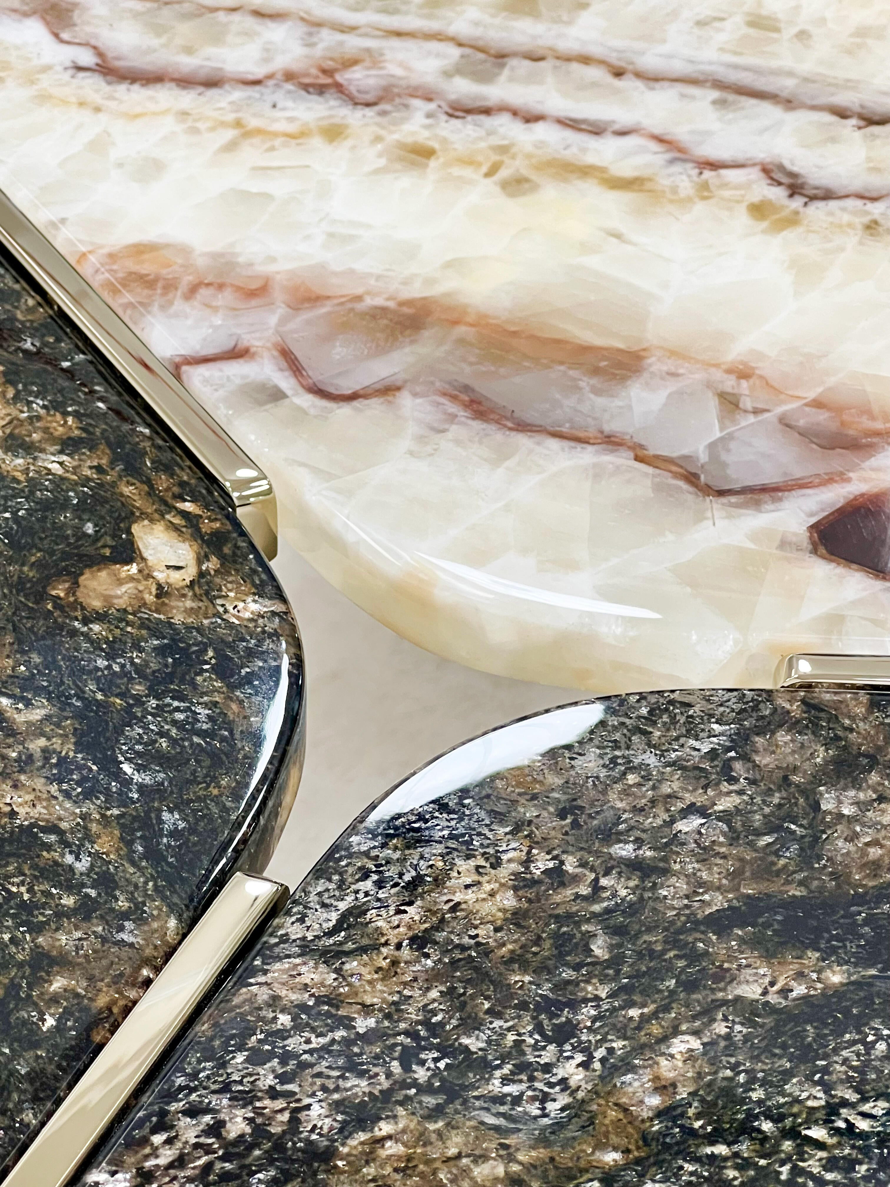 Luxury Italian Irregular Triangle Coffee Table with Natural Stone Top