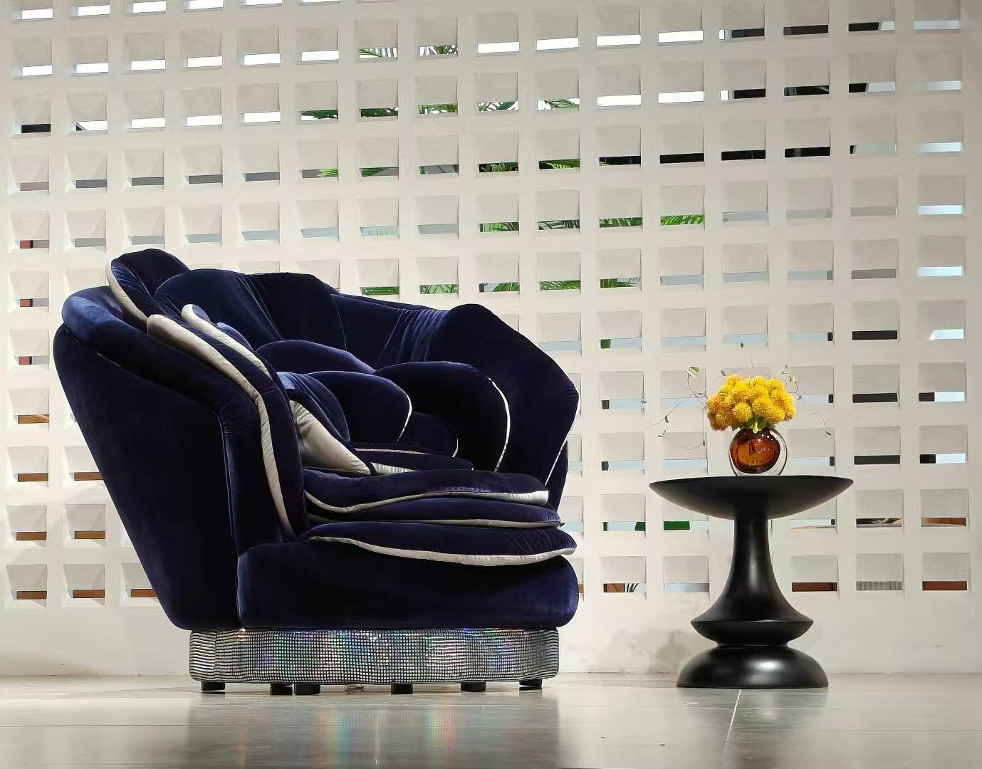 Luxury Designer Velvet Rose Petal Accent Lounge Chair