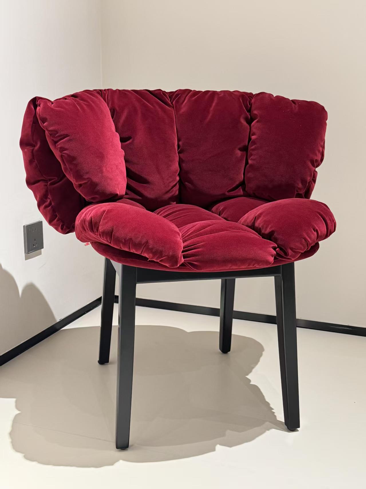 Luxury Italian Blue Velvet Petal Dining Chair
