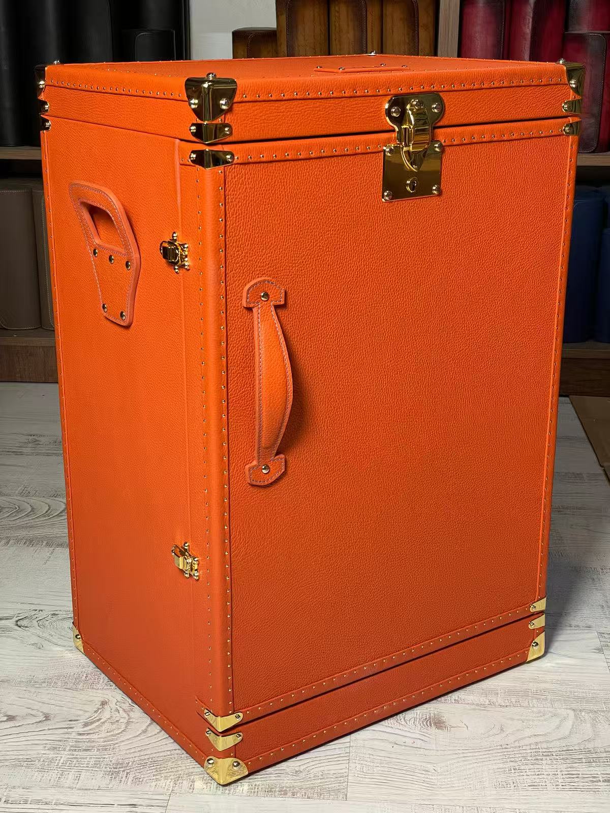 Luxury Italian Jewelry Cabinet with Leather & Wood Design