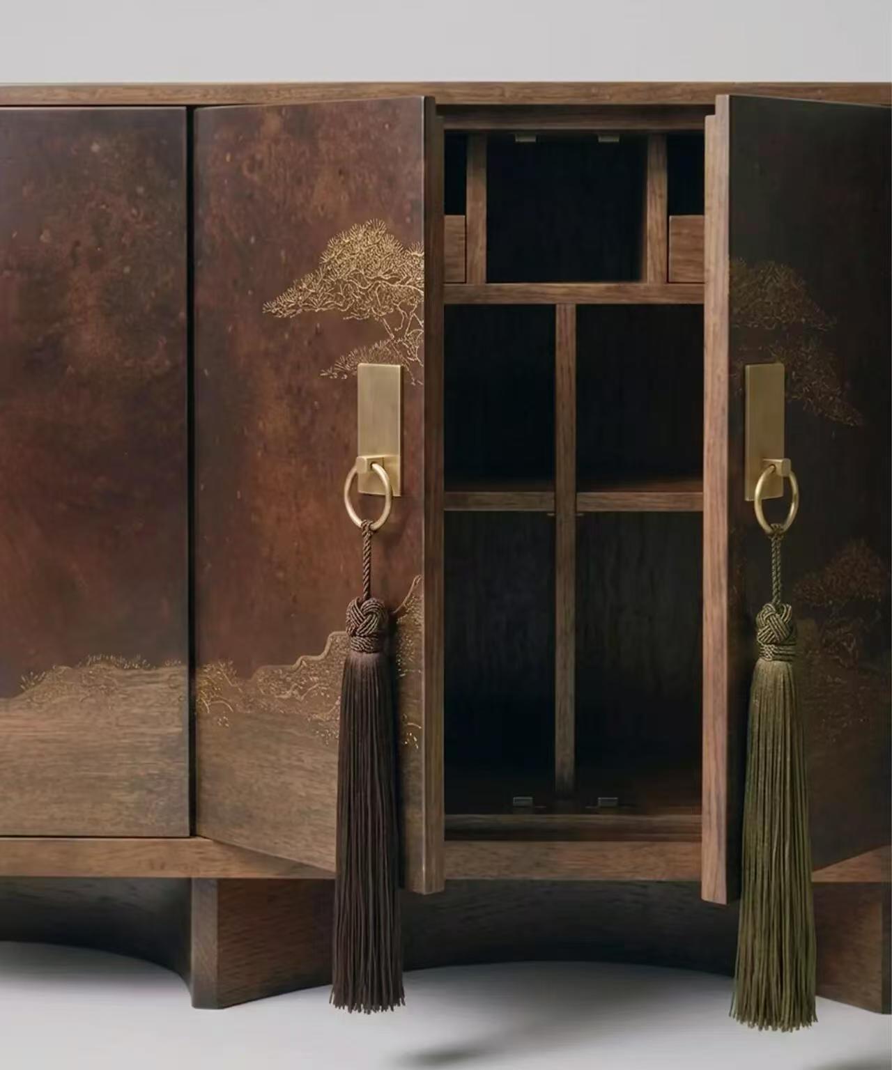 Luxury Modern Chinese Walnut Sideboard