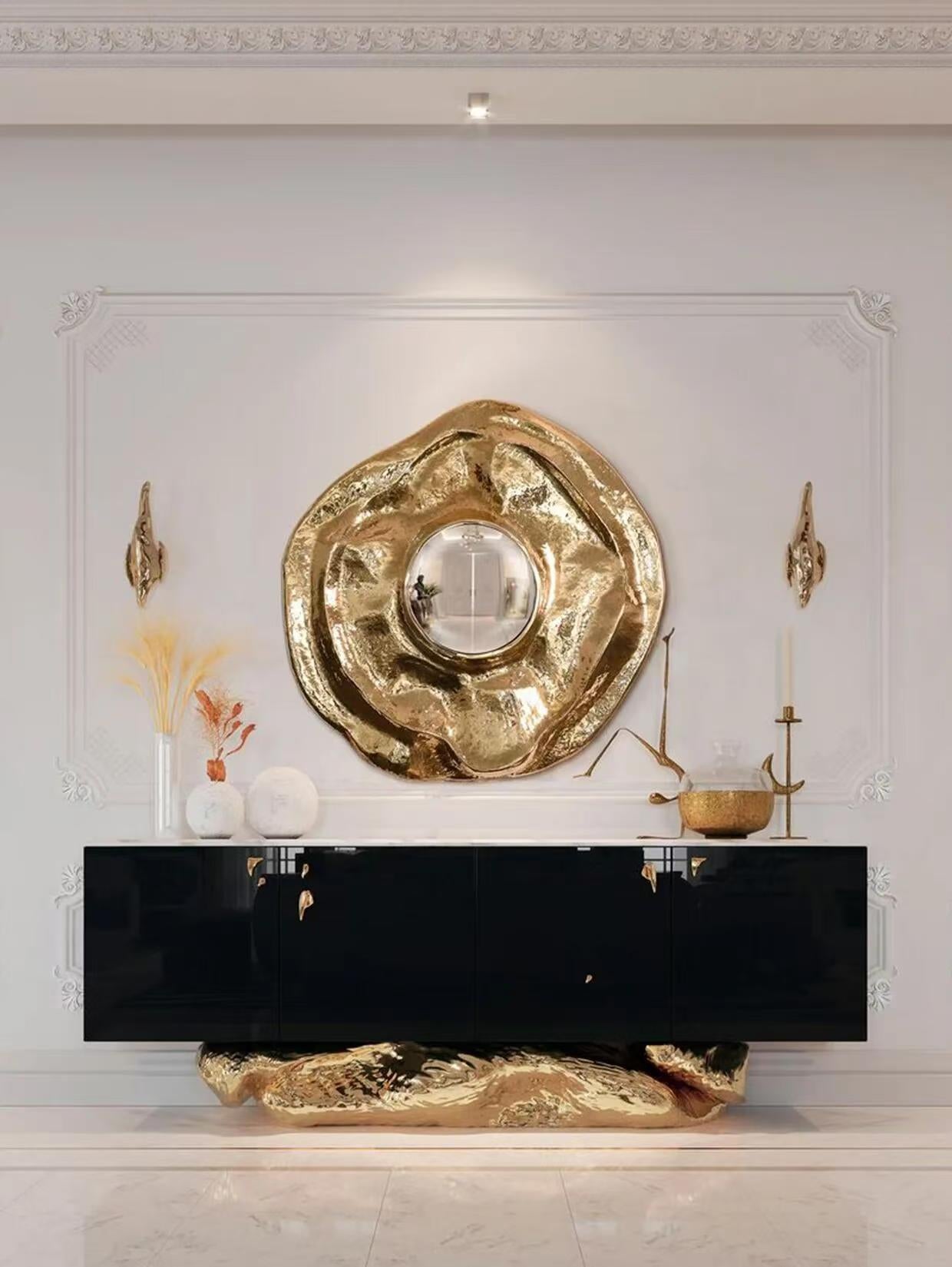 Luxury Modern Sideboard Cabinet with Marble & Stainless Steel