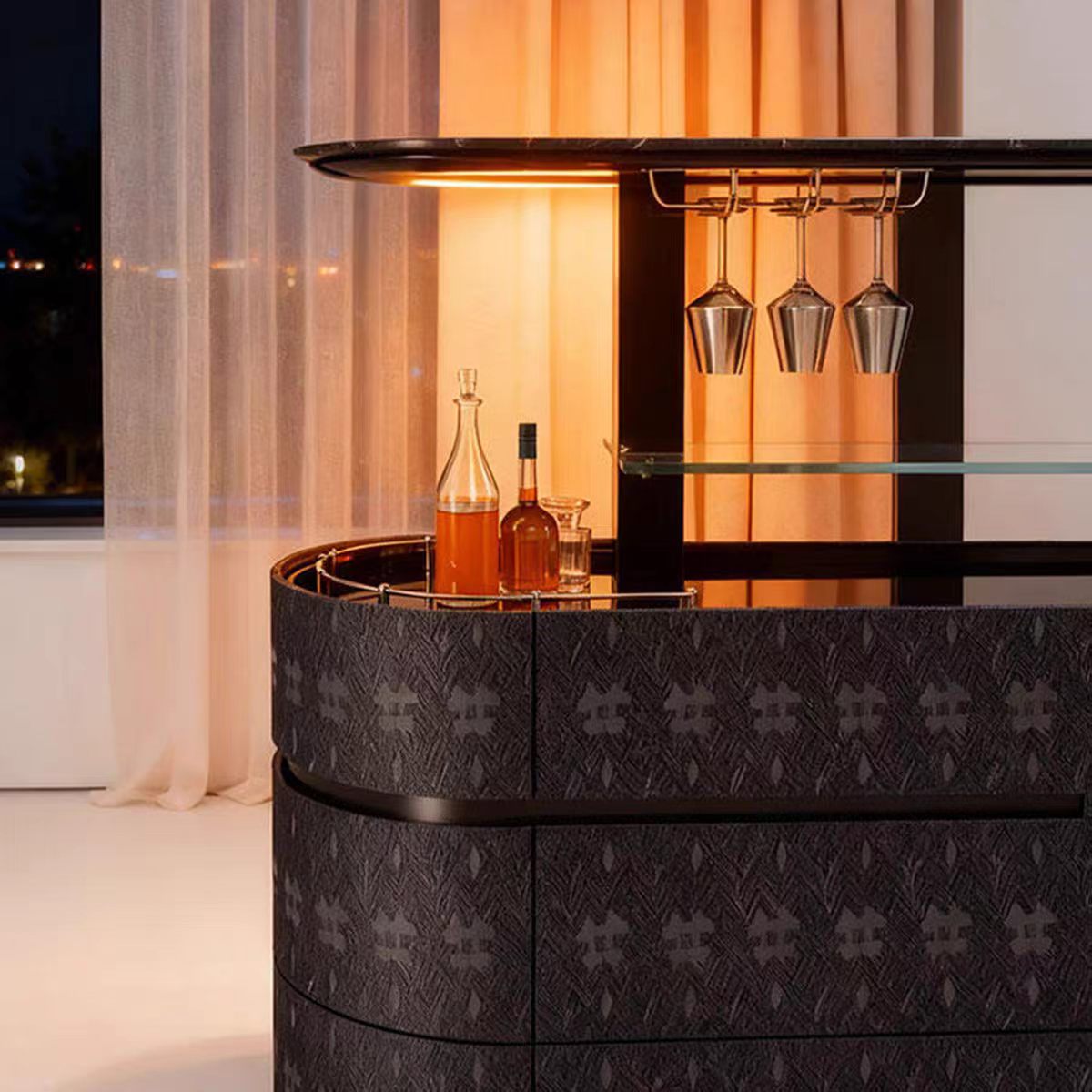 Italian Designer Automatic Lift Wine Cabinet