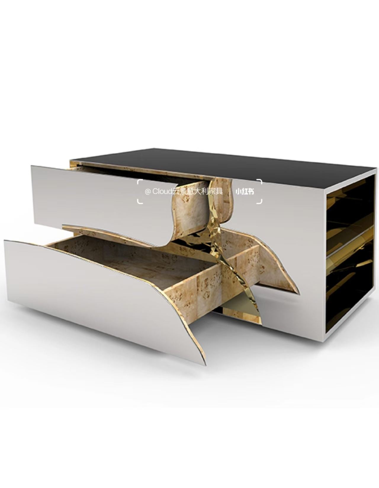 Italian Luxury Stainless Steel Nightstand