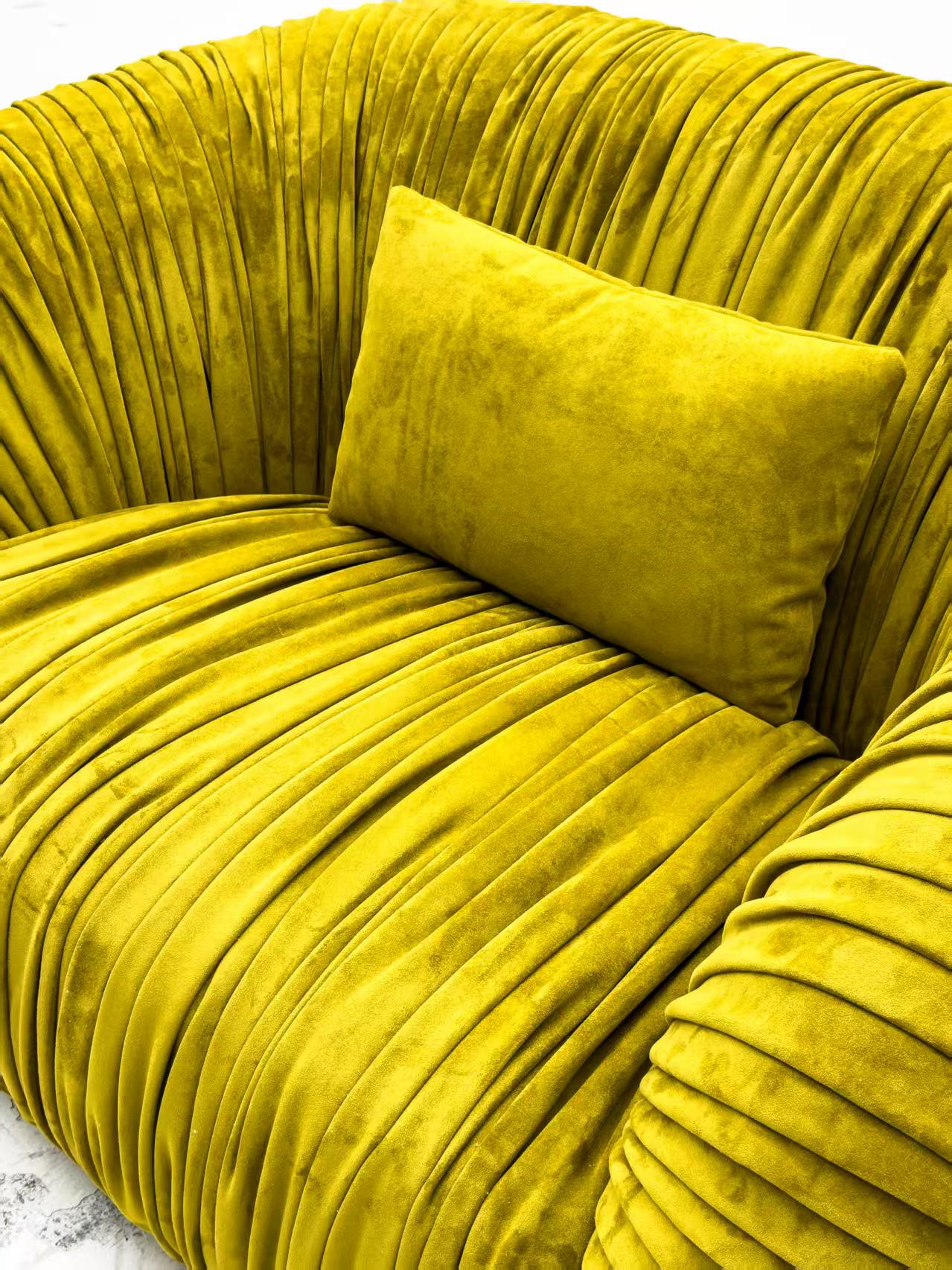 Luxury Italian Pleated Fabric Sofa