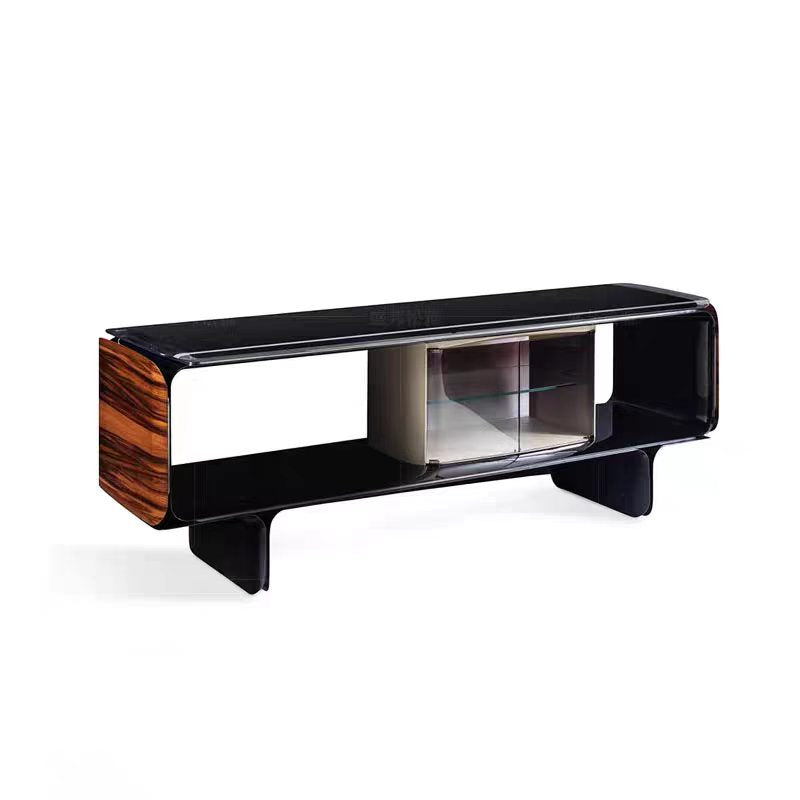 Luxury Italian Bentley Black TV Cabinet with Solid Wood Design