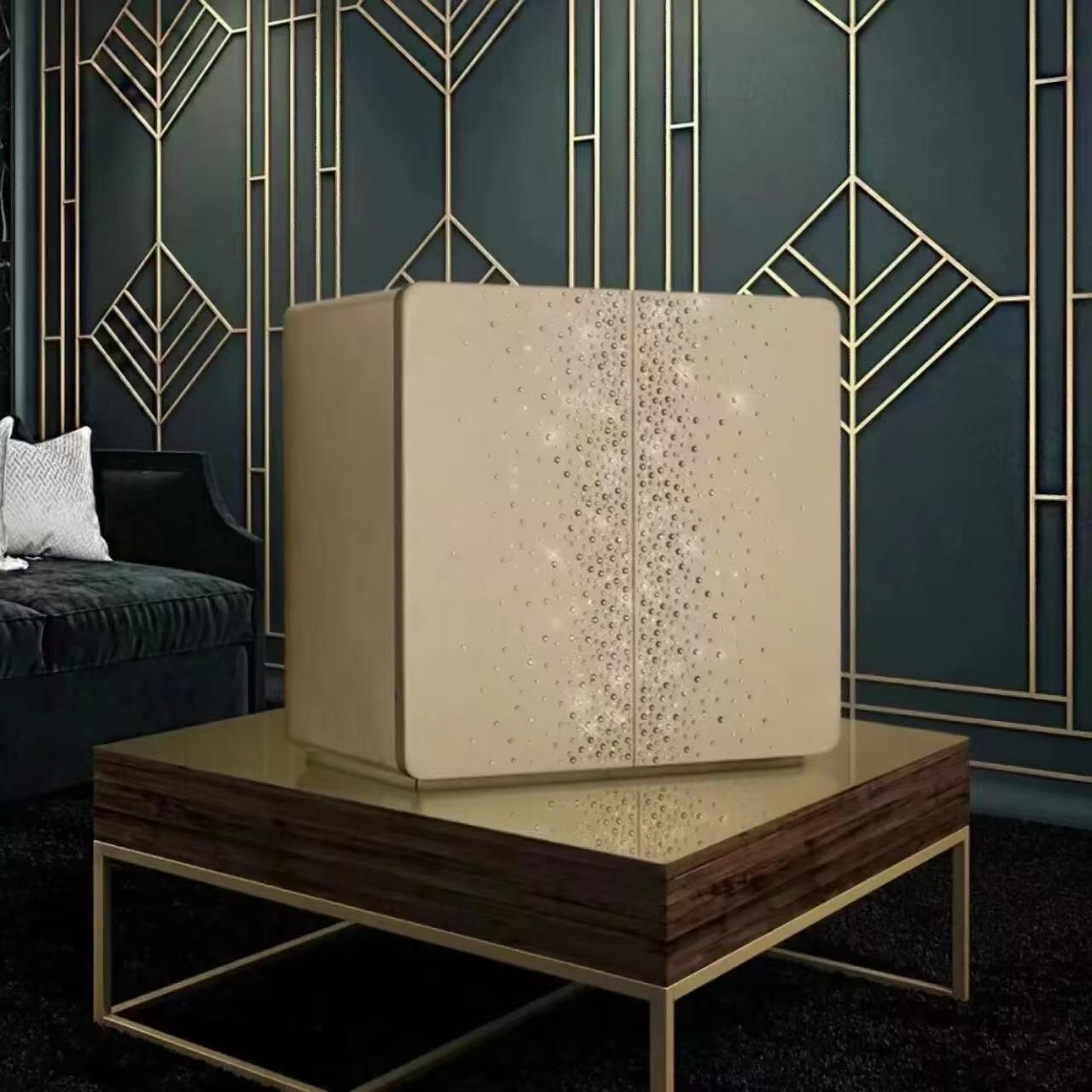 Luxury Italian Jewelry Safe Cabinet with Crystal & Leather Design