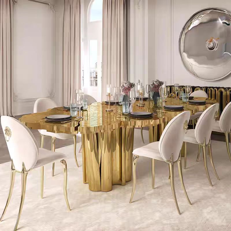 Luxury Portuguese Etched Stainless Steel Dining Table