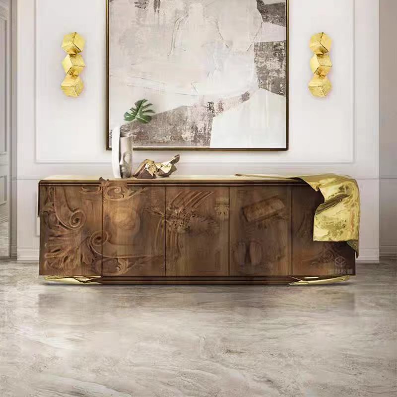 Luxury Designer Sideboard Cabinet with Brass & Glass Details