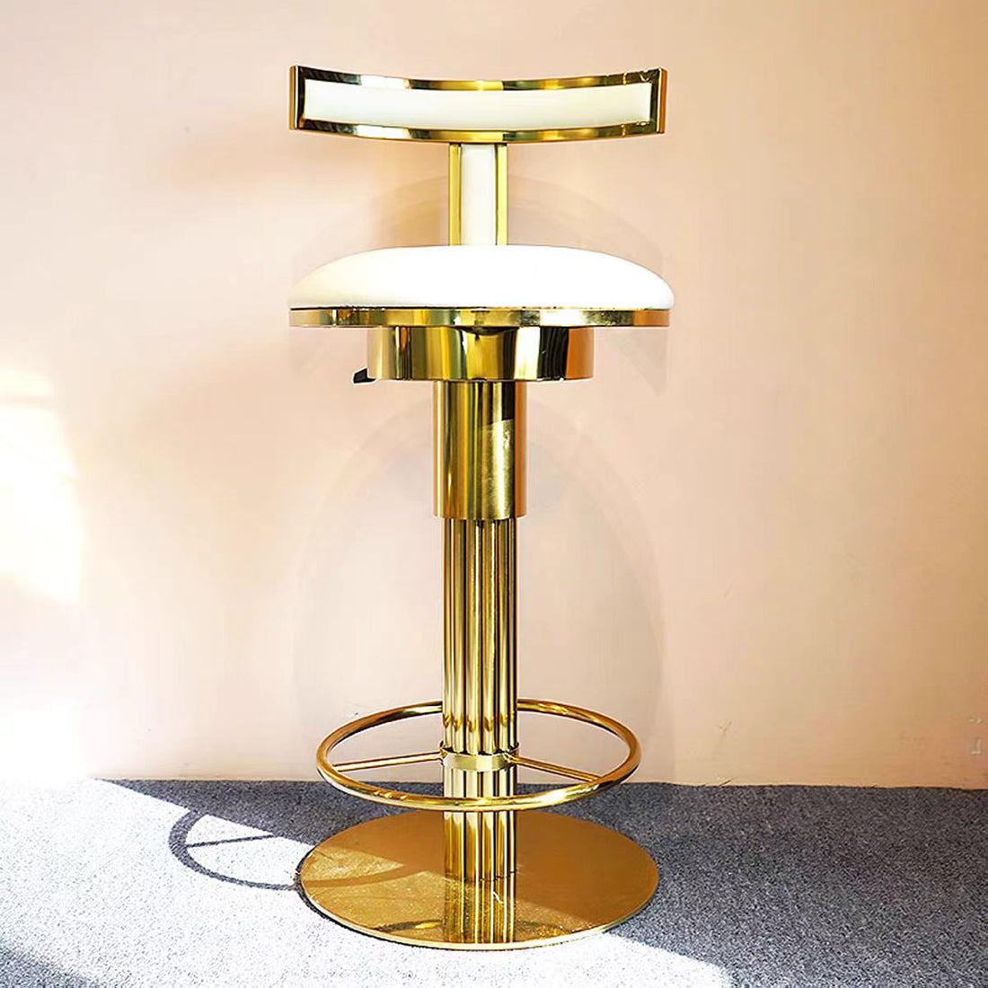 Adjustable Leather Stainless Steel Bar Stool