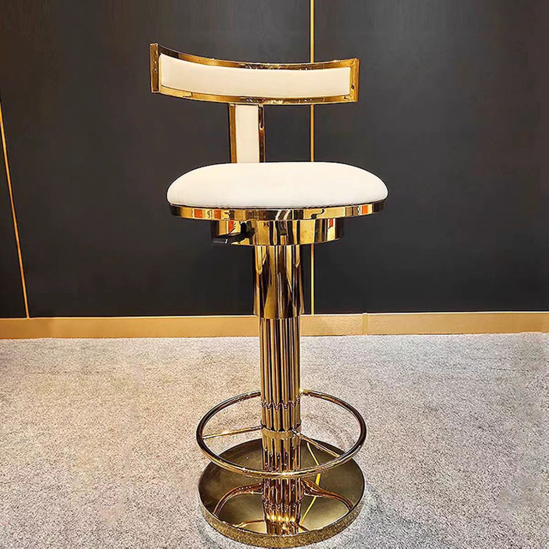 Adjustable Leather Stainless Steel Bar Stool