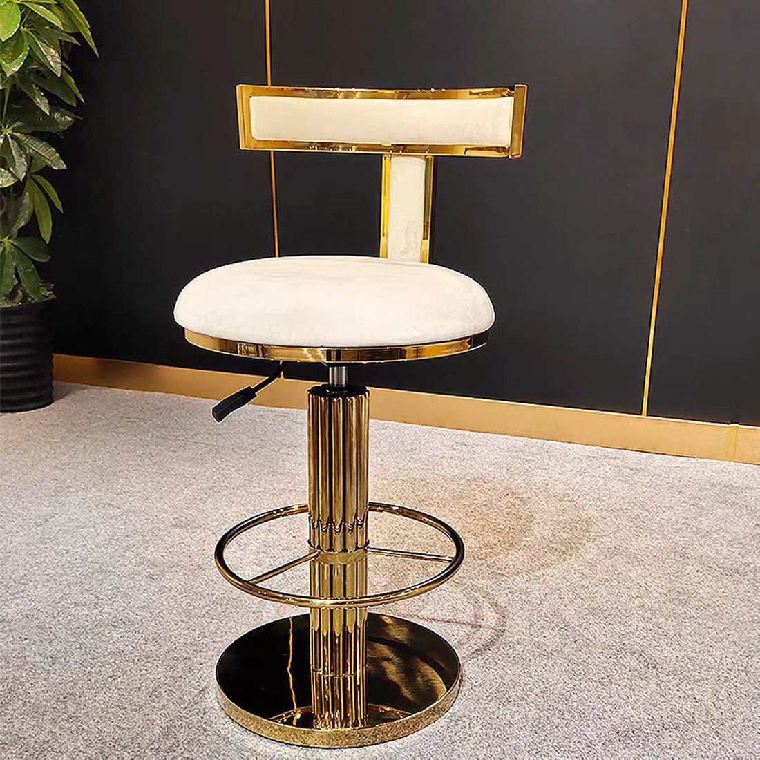 Adjustable Leather Stainless Steel Bar Stool