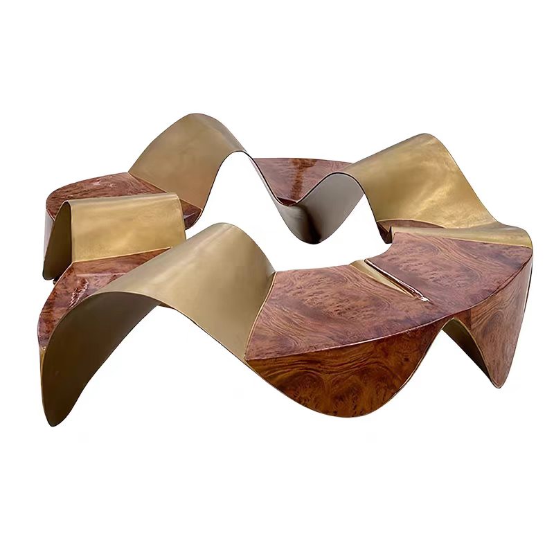 Ballet Inspired Solid Wood Metal Coffee Table