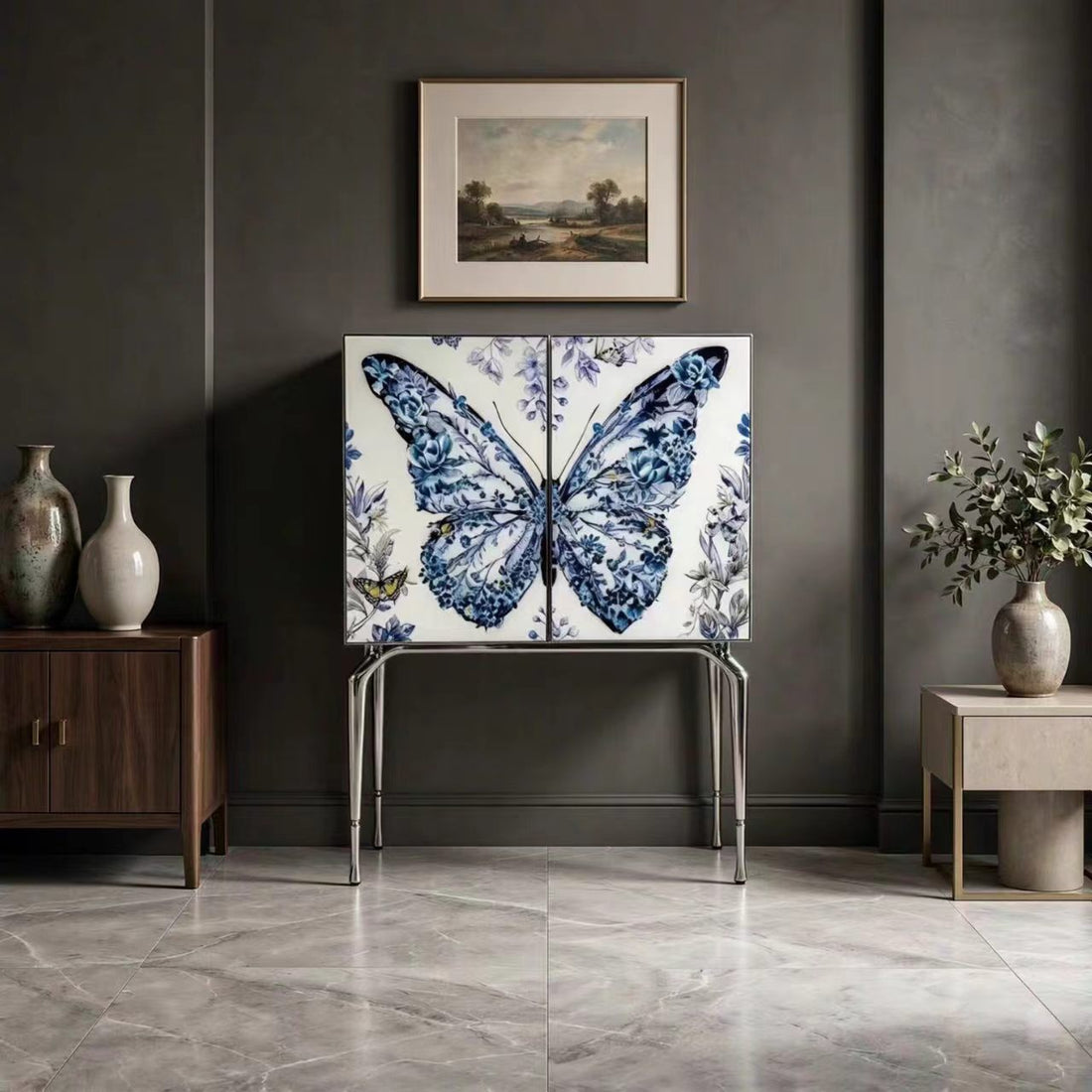 Custom Butterfly Bar Cabinet for Luxury Villa & Hospitality Projects