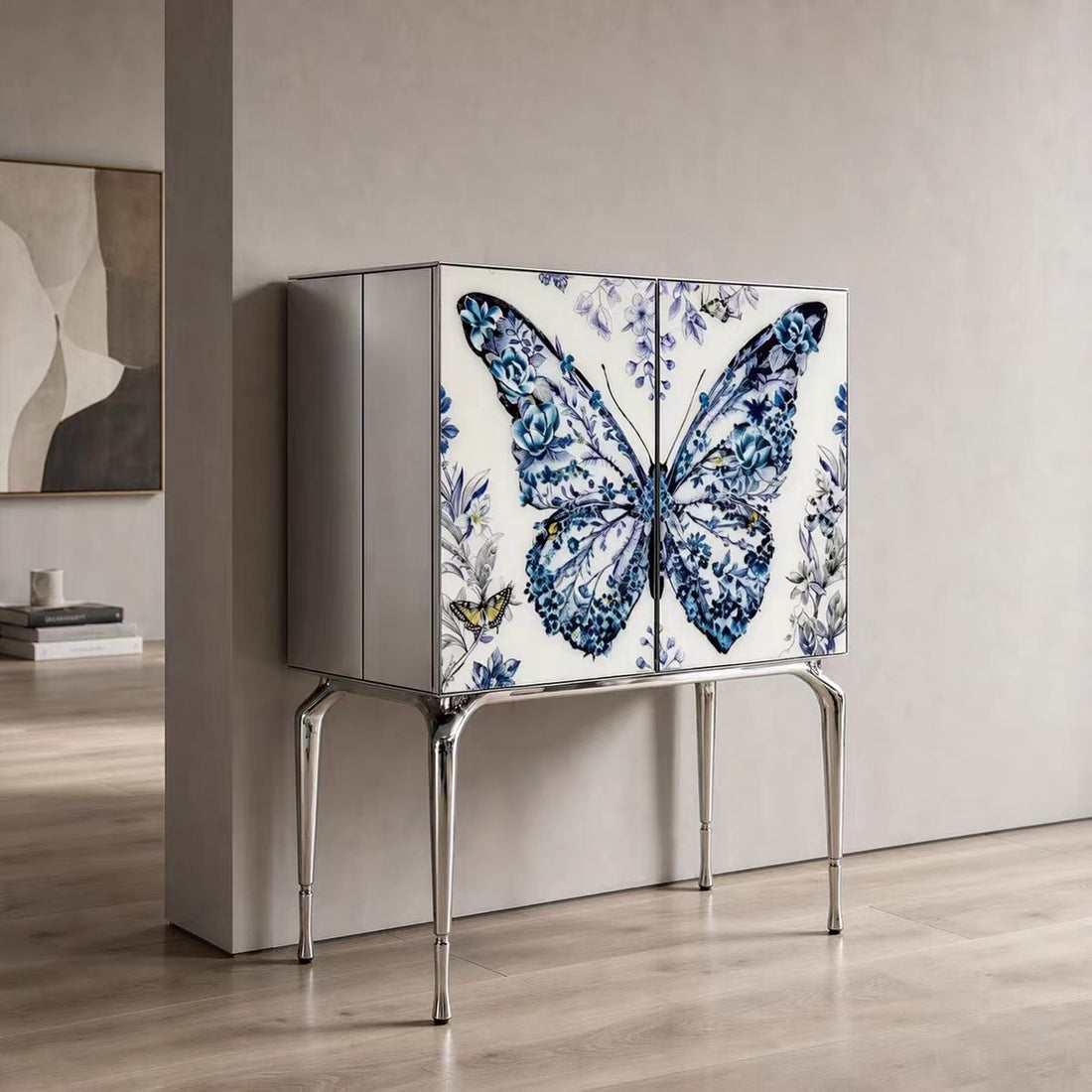 Custom Butterfly Bar Cabinet for Luxury Villa & Hospitality Projects
