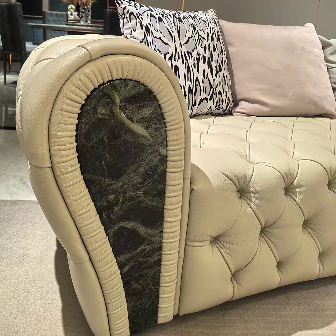 Custom Curved Leather Sofa for Luxury Villa & Hotel Projects