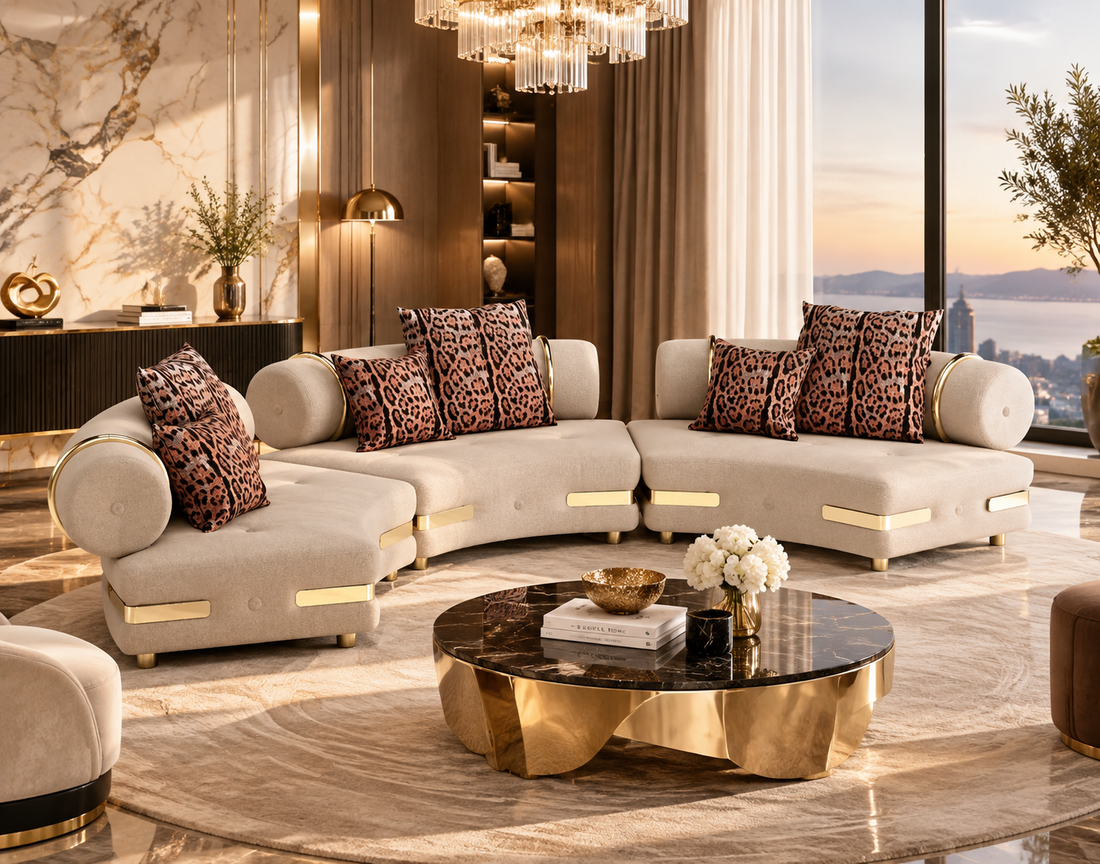 Custom Curved Sofa for Luxury Hotel & Villa Projects