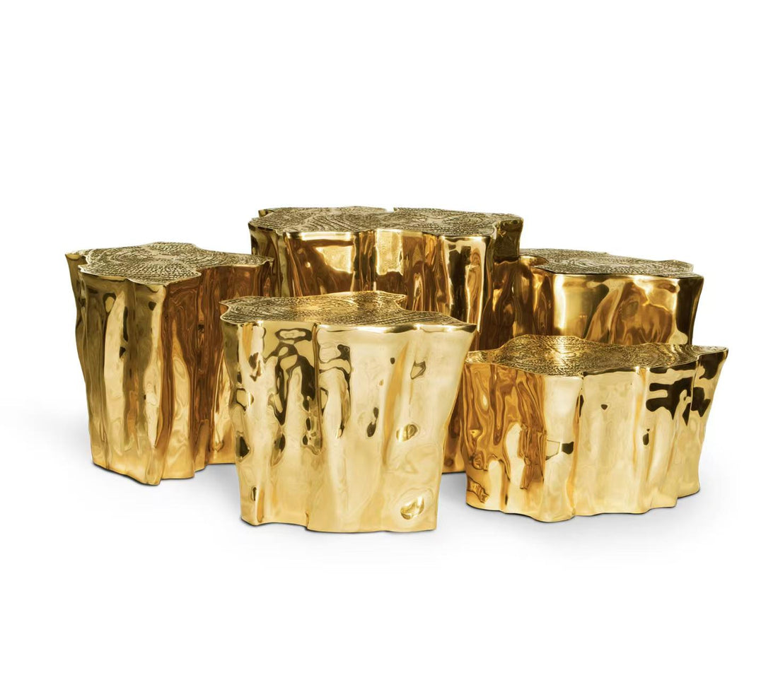 Custom Gold Tree Root Coffee Table for Luxury Villa & Hotel Projects