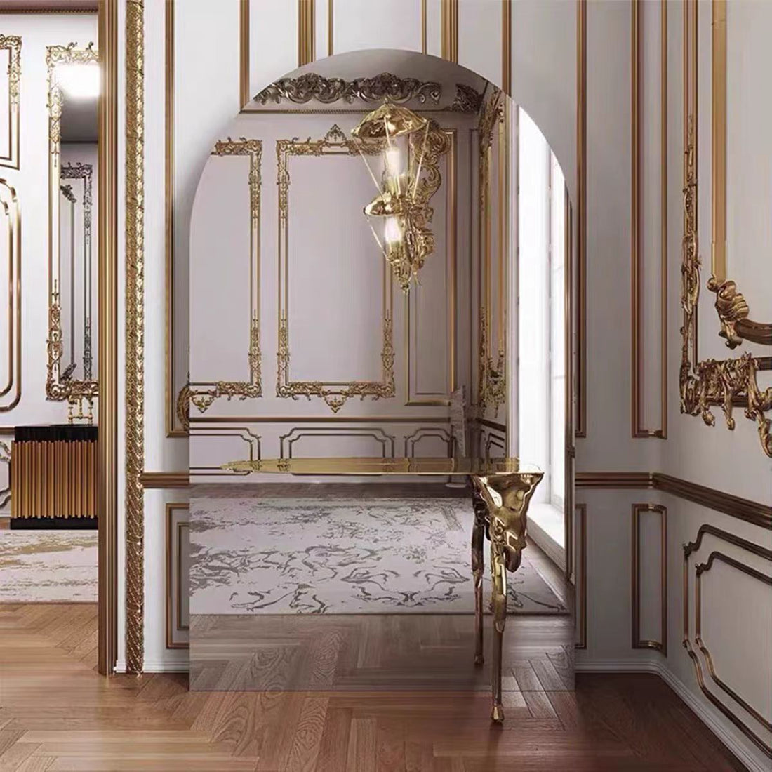 Custom Luxury Console Table with Mirror for Villa & Hotel Projects