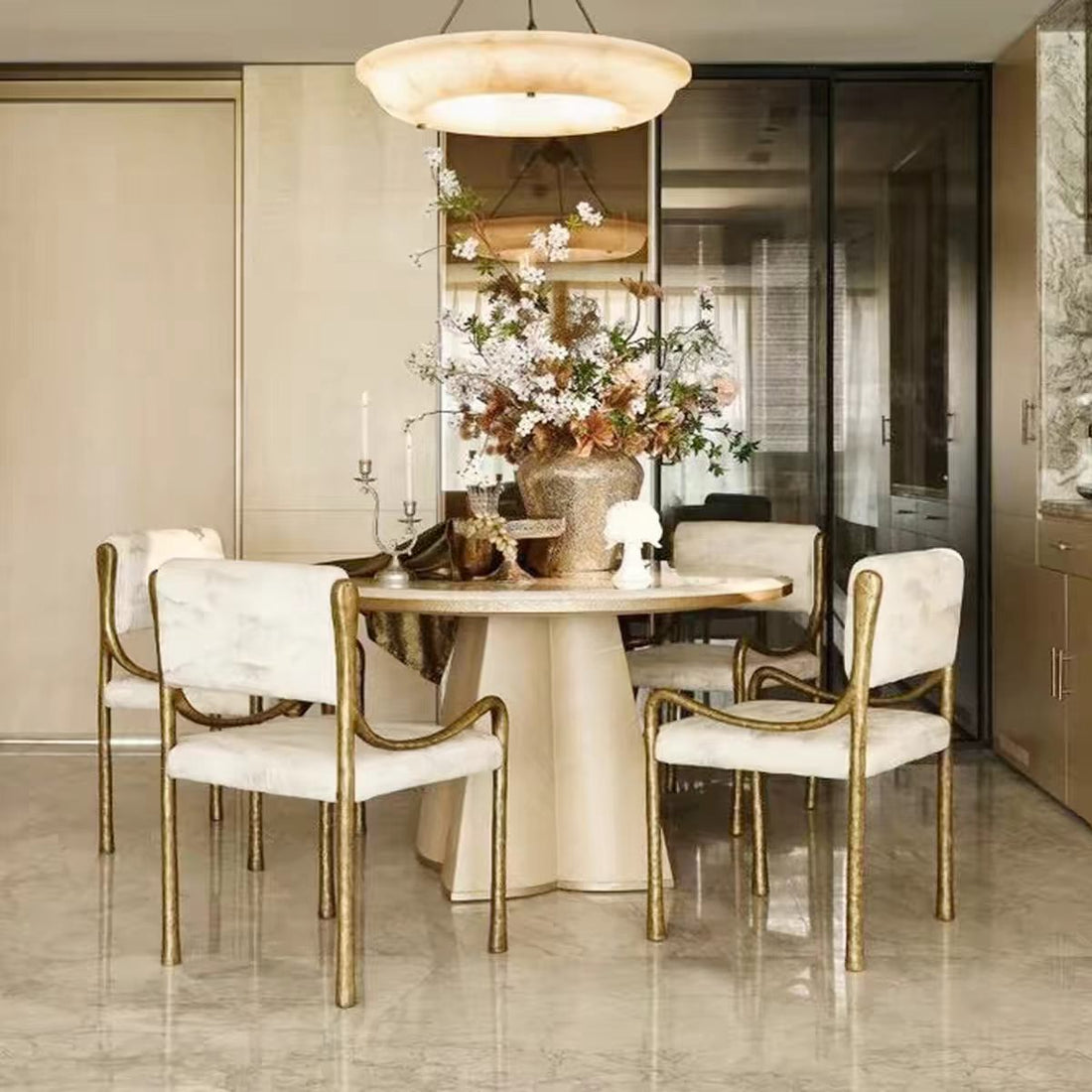 Custom Luxury Fabric Dining Chair for Villa & Hotel Projects