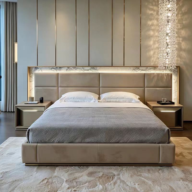 Custom Luxury Leather Bed for Villa & Hotel Projects