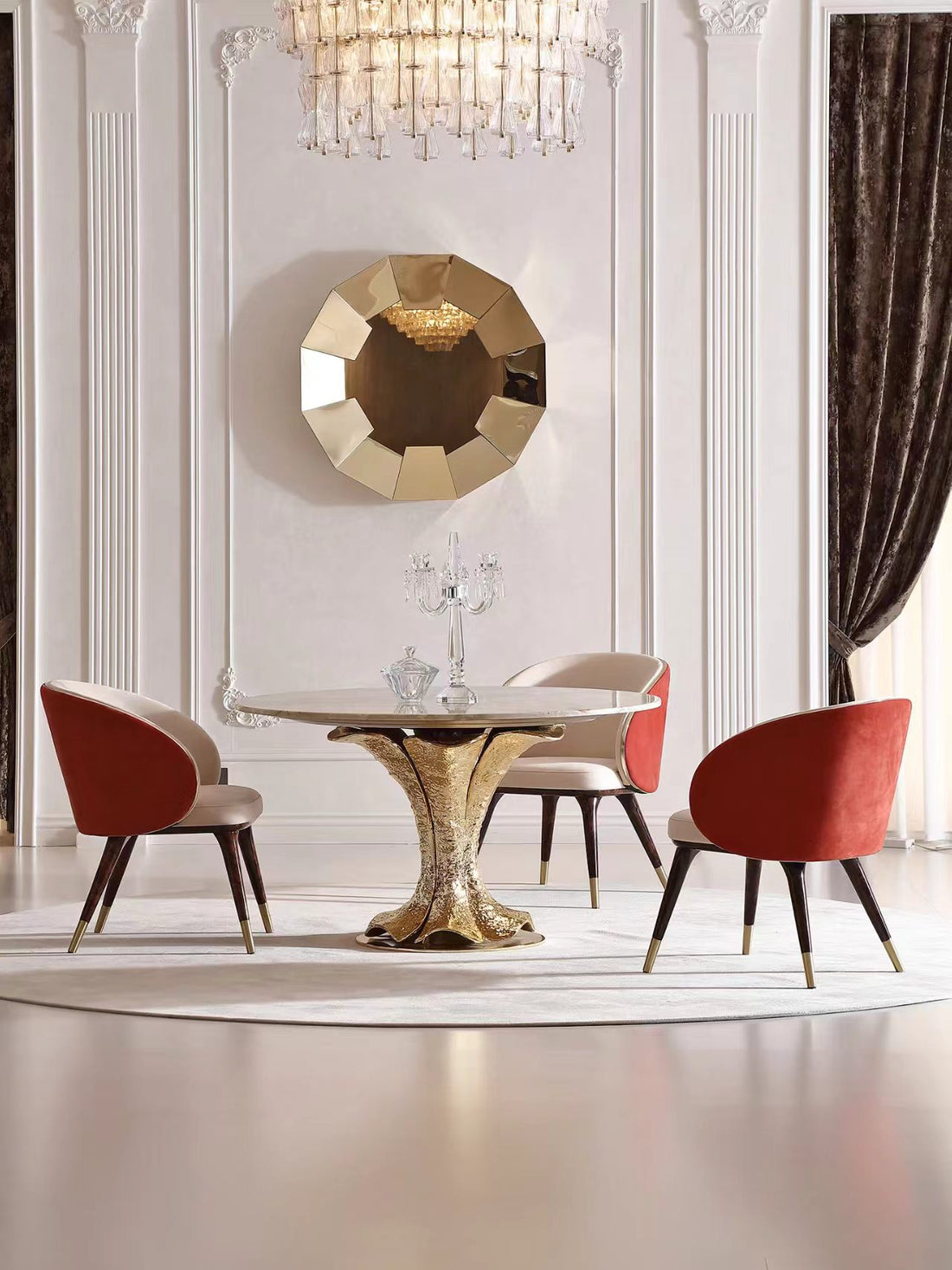 Custom Luxury Round Dining Table for Villa & Hotel Projects