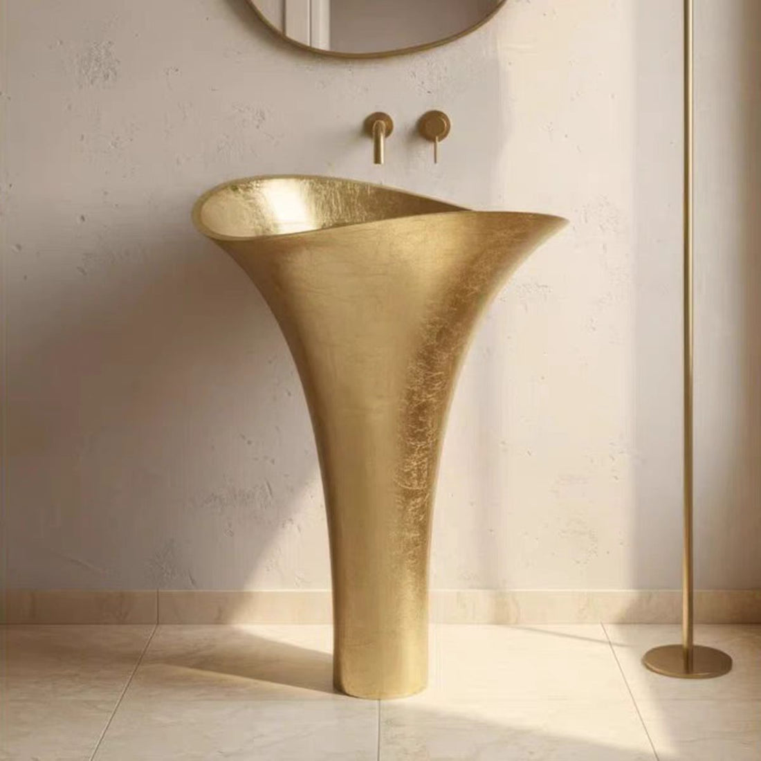 Custom Metal Pedestal Bathroom Vanity for Luxury Villa & Hotel Projects