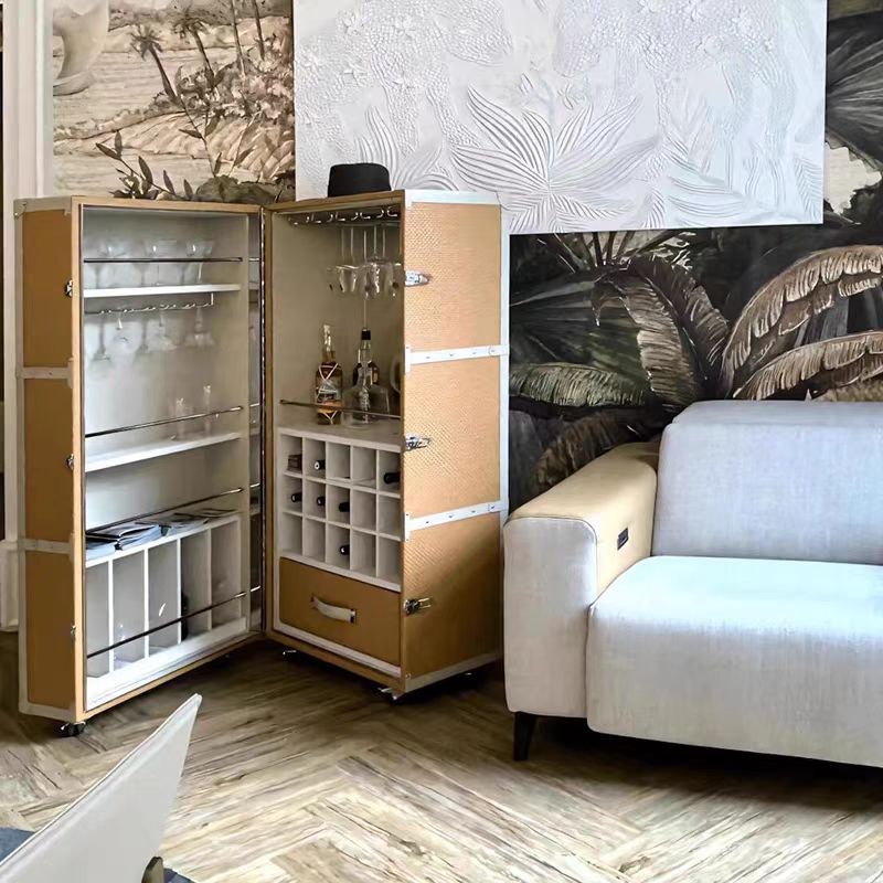 Custom Mobile Bar Cabinet for Luxury Villa & Hospitality Project