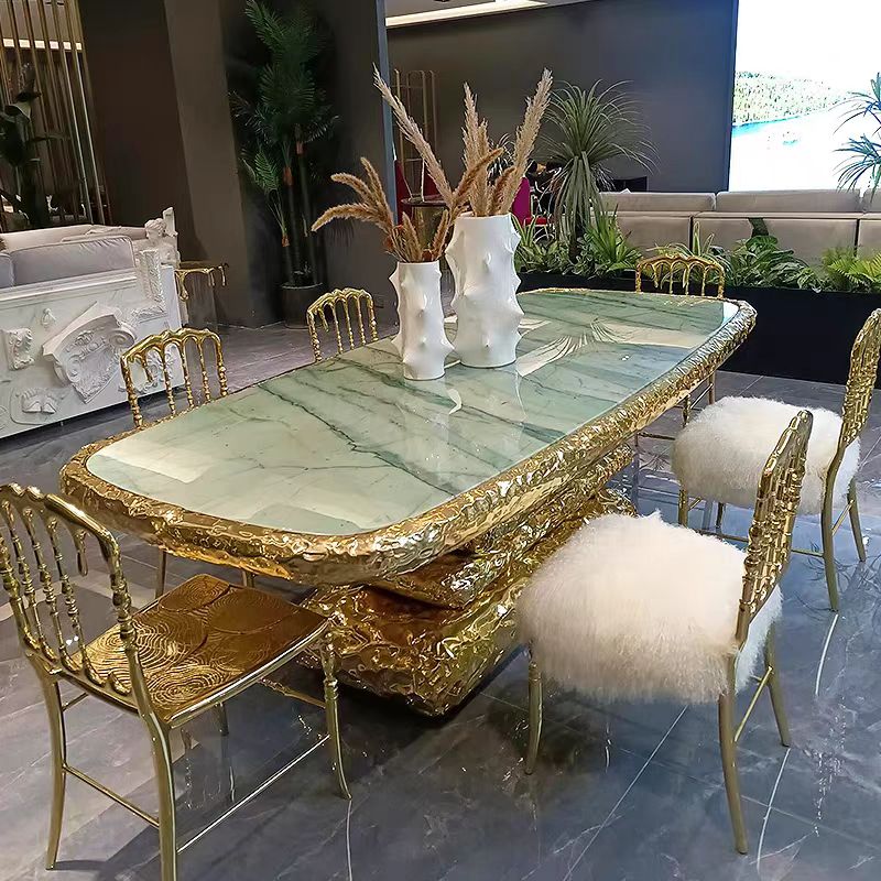 Custom Oval Marble Dining Table for Luxury Villa & Hotel Projects