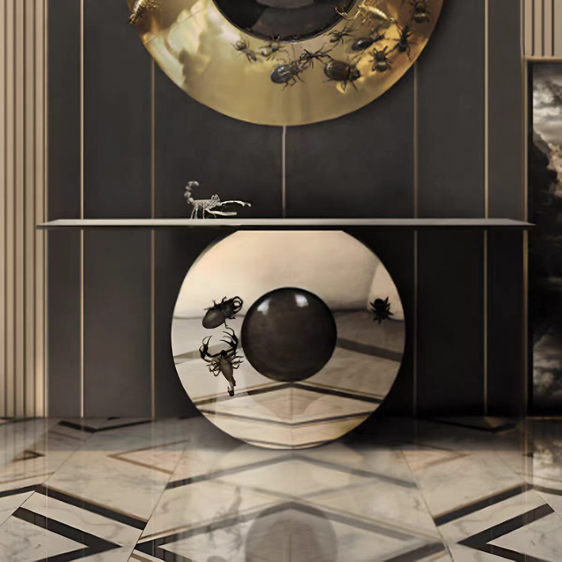 Custom Stainless Steel Console Table for Luxury Villa Projects