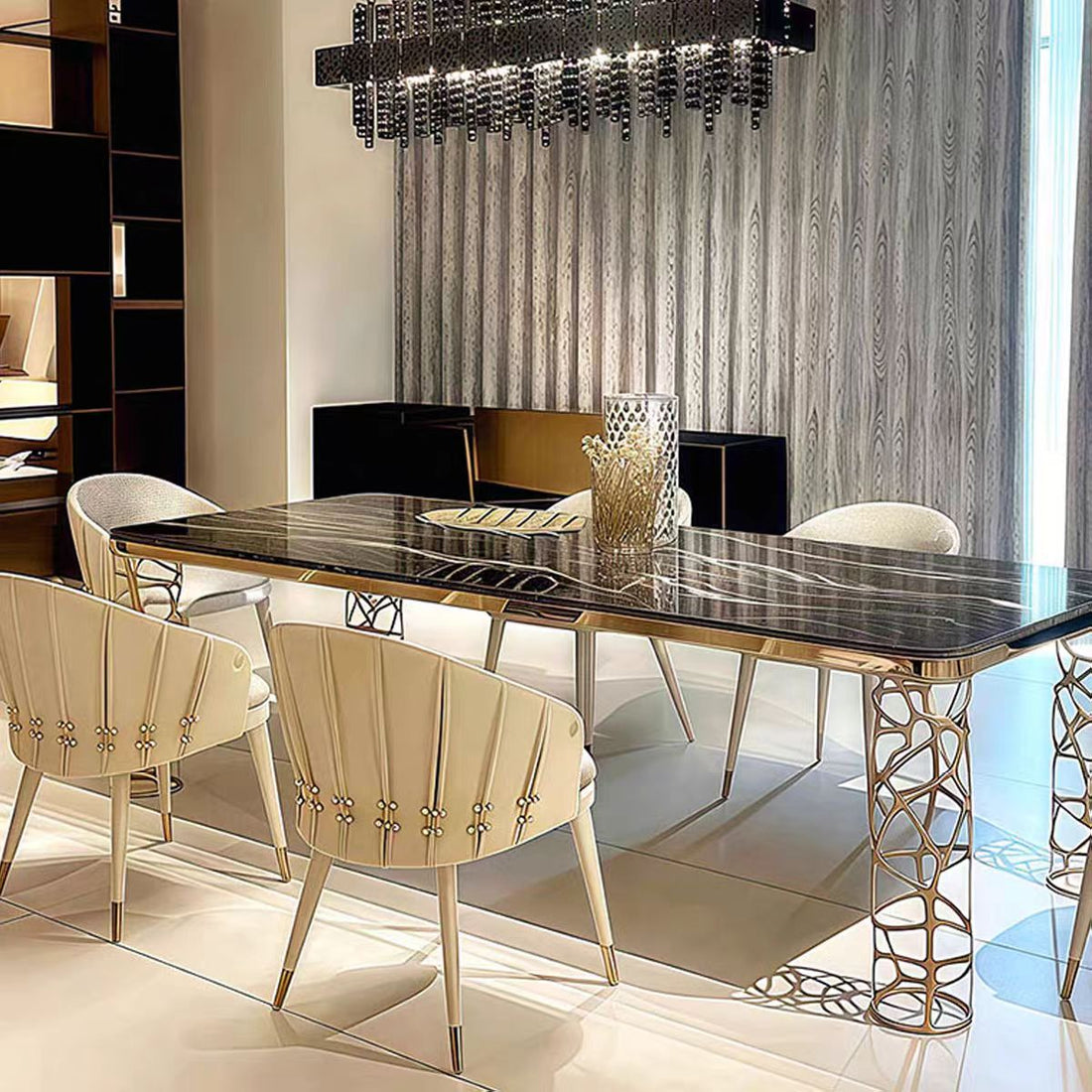 Custom Travertine Dining Table for Luxury Villa & Hotel Projects