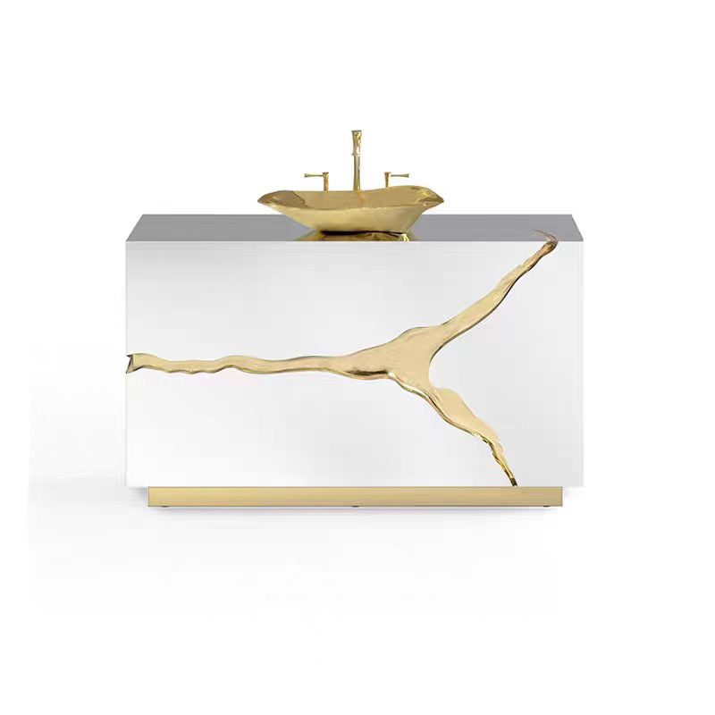 Custom Wood & Metal Bathroom Vanity for Luxury Villa & Hotel Projects