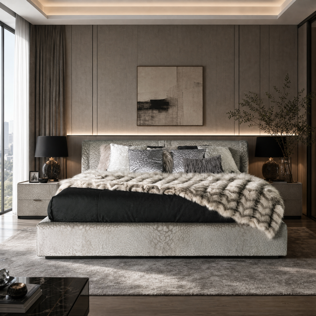 European Luxury Leather Double Bed